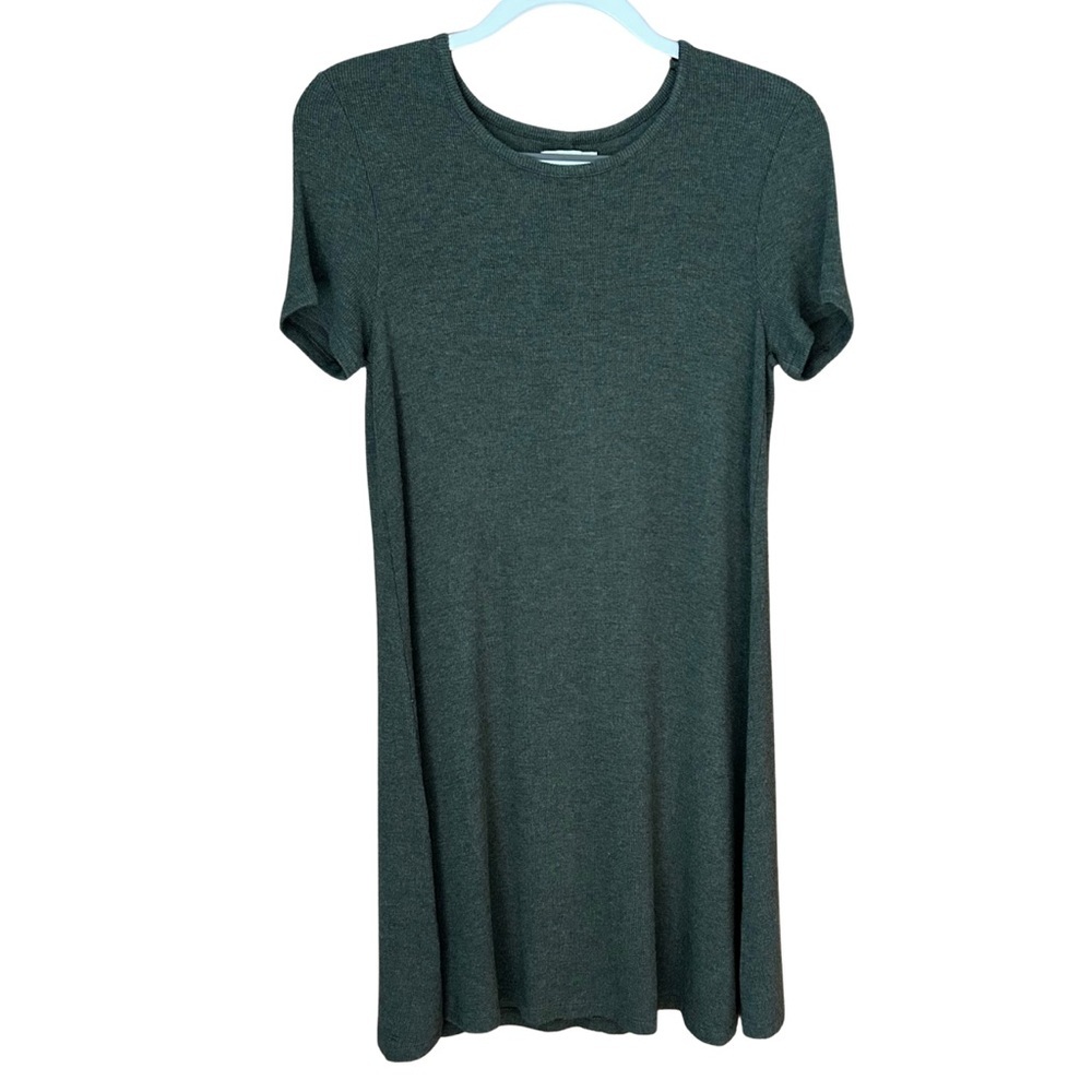 Madewell Ribbed Swingy Tee Dress Olive Army Green